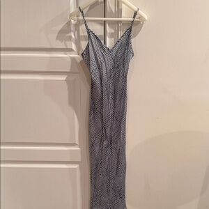 Johnny Was Navy and White Geometric Slip Maxi Dress